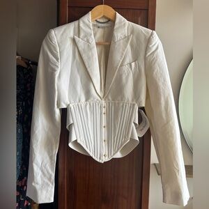 Stella McCartney Cream Corset Cropped Blazer Jacket XS